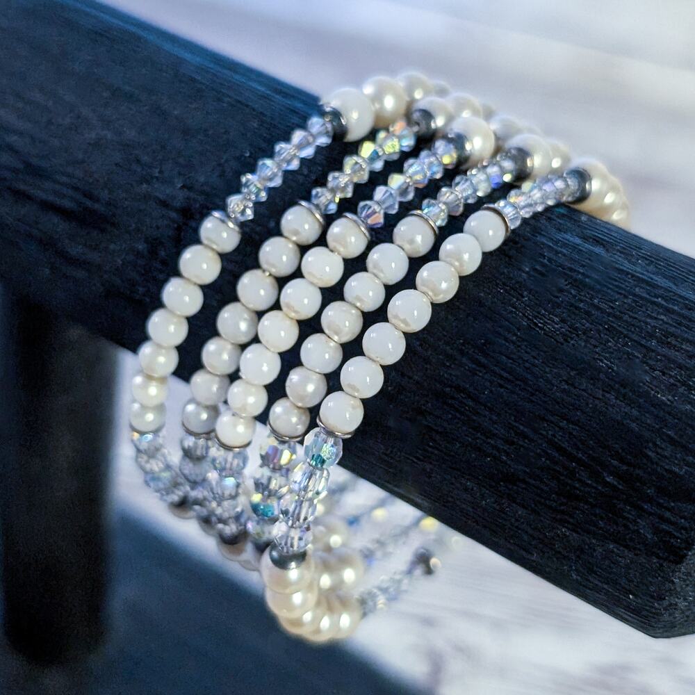 Vintage Bracelet Cream Tones Wrap Bracelet